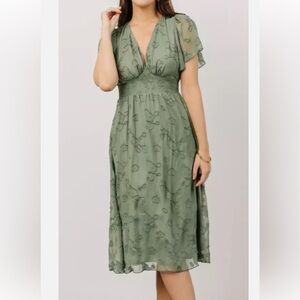 Baltic Born June Smocked Midi Dress | Green